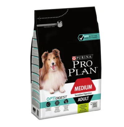 Pro Plan MEDIUM ADULT для собак средних пород с чувствительным пищеварением с ягненком, 3кг