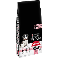 Pro Plan MEDIUM PUPPY для щенков средних пород с чувствительной кожей с лососем, 12кг