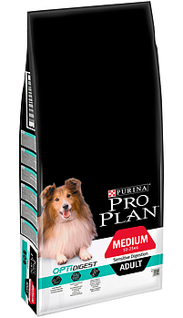 Pro Plan MEDIUM ADULT для собак средних пород с чувствительным пищеварением с ягненком, 14кг