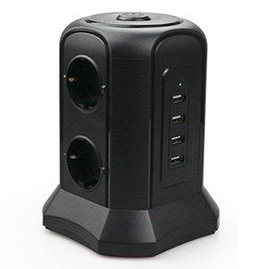 Tessan TP-VB4U6E Сетевой фильтр 2м, 6 розеток, 4 USB, черный - фото 1 - id-p100389179