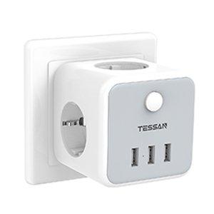 Tessan TS-301-DE Сетевой фильтр 3 розетки, 3 USB, серый