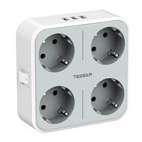 Tessan TS-302 Сетевой фильтр, кабель 1,5м, 4 розетки, 3 USB, серый