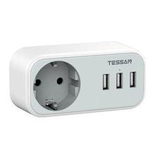 Tessan TS-329 Сетевой фильтр, 1 розетка, 3 USB, серый