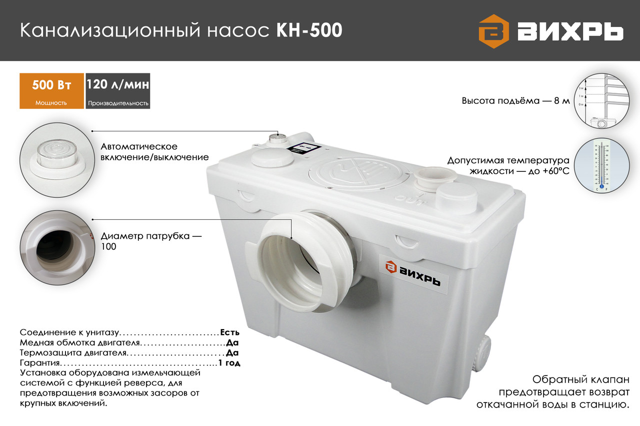 Насос канализационный Вихрь КН-500