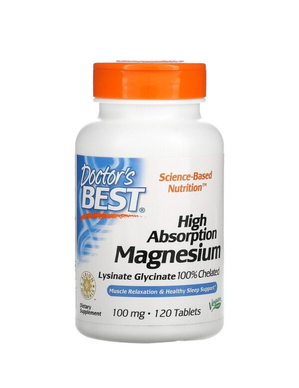 Doctor's Best Магний с высокой степенью усвоения, 100 мг, 120 таблеток - фото 1 - id-p100397173