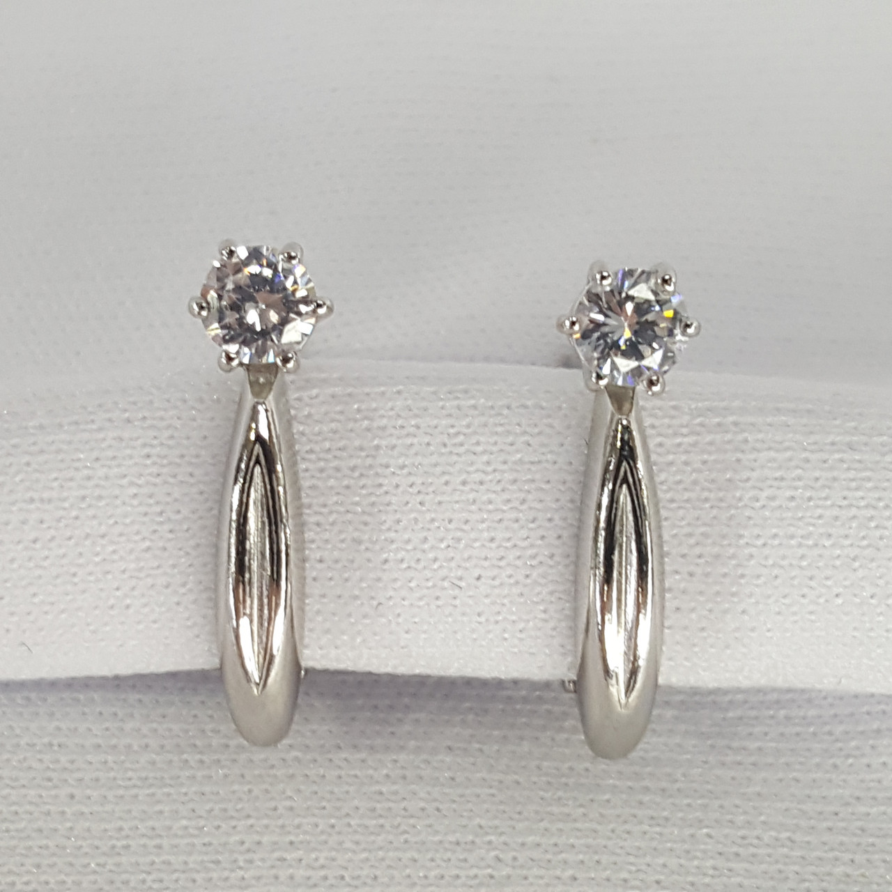 Серьги из серебра с фианитами Diamant 94-120-01376-1 серебро с родием, с английским замком, фото 1