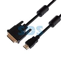 Шнур HDMI - DVI-D с фильтрами,  длина 1,5 метра (GOLD) (PE пакет) REXANT