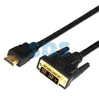 Шнур HDMI - DVI-D с фильтрами,  длина 2 метра (GOLD) (PE пакет) REXANT