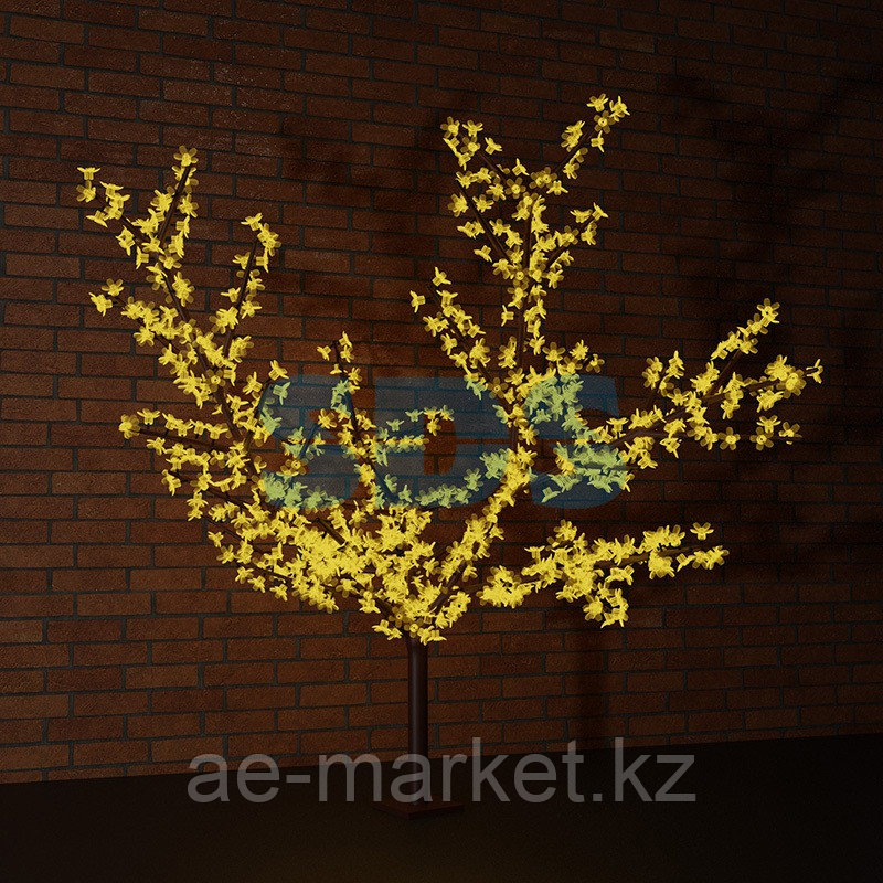 Светодиодное дерево "Сакура",  высота 2,4м,  диаметр кроны 2,0м,  желтые светодиоды,  IP 54, понижающий