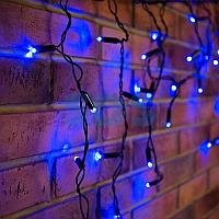 Гирлянда Айсикл (бахрома) светодиодный,  4,8 х 0,6 м,  черный провод,  230 В,  диоды синие,  176 LED