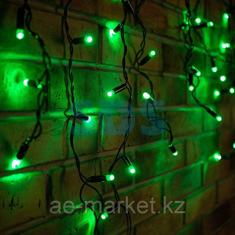 Гирлянда Айсикл (бахрома) светодиодный,  4,8 х 0,6 м,  черный провод,  230 В,  диоды зеленые,  176 LED