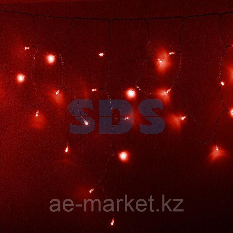 Гирлянда Айсикл (бахрома) светодиодный,  4,8 х 0,6 м,  прозрачный провод,  230 В,  диоды красные,  176 LED