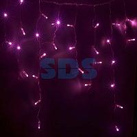 Гирлянда Айсикл (бахрома) светодиодный,  4,8 х 0,6 м,  прозрачный провод,  230 В,  диоды розовые,  176 LED
