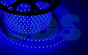LED лента 220 В,  10х7 мм,  IP67, SMD 2835, 60 LED/m,  цвет свечения синий,  бухта 100 м