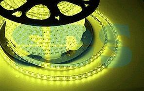 LED лента 220 В,  13х8 мм,  IP67, SMD 5050, 60 LED/m,  цвет свечения желтый
