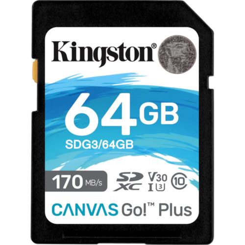 Карта памяти SD  Kingston Canvas Go! Plus  64GB  SDG3/64GB  Class 10  UHS-I  R170/W70