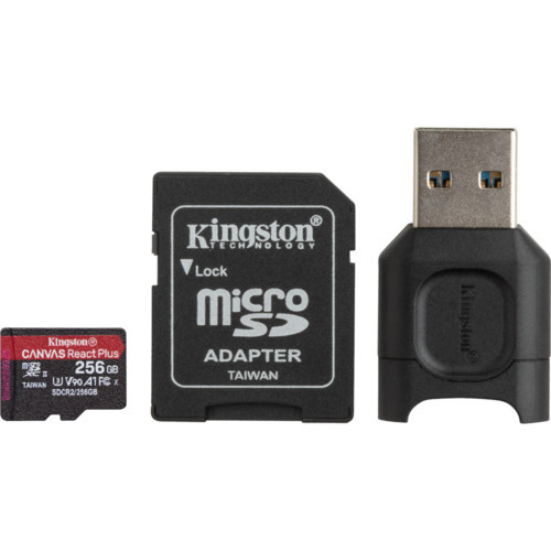 Карта памяти MicroSD  Kingston Canvas React Plus  256GB MLPMR2/256GB  UHS-II  R285/W165 +USB Adapter
