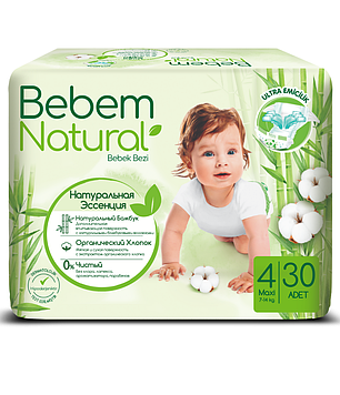 Подгузники BEBEM NATURAL MAXI №4 JUMBO 30шт/уп