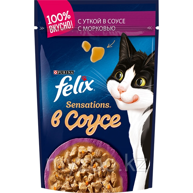 Felix Sensation, Феликс Сенсейшн кусочки утки с морковью в соусе для кошек 26*пауч 85гр
