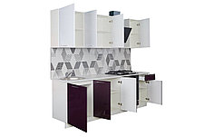 Кухонный гарнитур Сити белый глянец, баклажан 240х210х52,6 см, фото 2