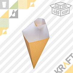 Конусная упаковка для картофеля фри c соусником L 126*50*135 (Eco Cone L) DoEco (40/480)
