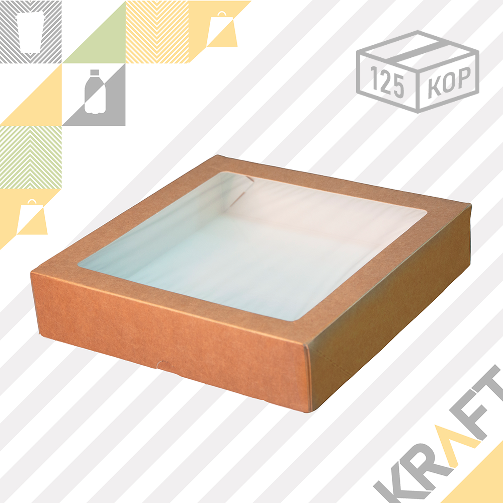 (Eco Tabox PRO 1500) Коробка с окном 200*200*40 DoEco (25/125)
