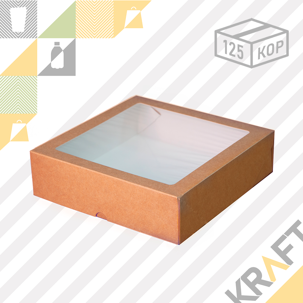 (ECO Tabox PRO 1555) Коробка с окном 200*200*55 DoEco (25/125)