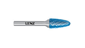 Твердосплавная борфреза Lenz, форма F (Парабола с закругленной головкой), покрытие Blue 20, 25, 70