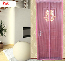 Магнитная противомоскитная сетка для дверей 120*210 см (розовая)