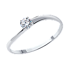 Помолвочное кольцо из серебра с фианитом SOKOLOV покрыто  родием 89010022 размеры - 17, фото 5