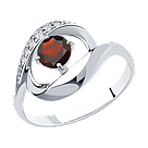 Кольцо из серебра с гранатом и фианитами DIAMANT ( SOKOLOV ) 94-310-00695-2 покрыто  родием, фото 4