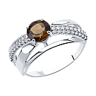 Кольцо из серебра с раухтопазом и фианитами DIAMANT ( SOKOLOV ) 94-310-00784-1 покрыто  родием, фото 7