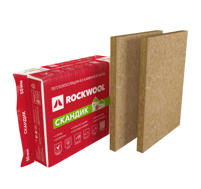 Минплита RockWool Лайт Баттс Скандик 50*800-600 5,76 кв (0,288 куб) - фото 1 - id-p100417951