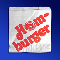 Пакет бумажный 13,5х13см белый с рисунком для гамбургеров 1000 шт/уп