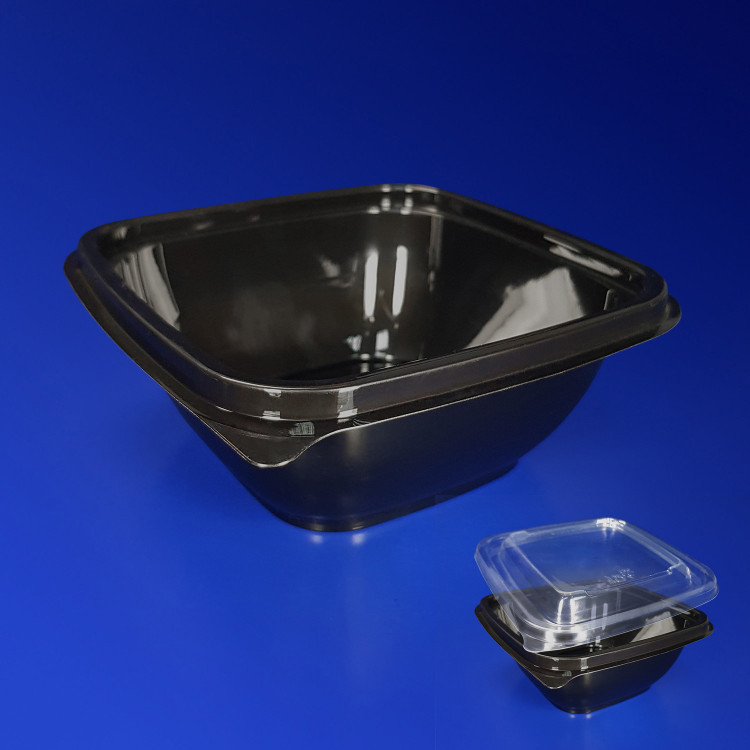 Контейнер пластиковый 375мл PET черный 12,6х12,6х5,1см 1000шт/кор