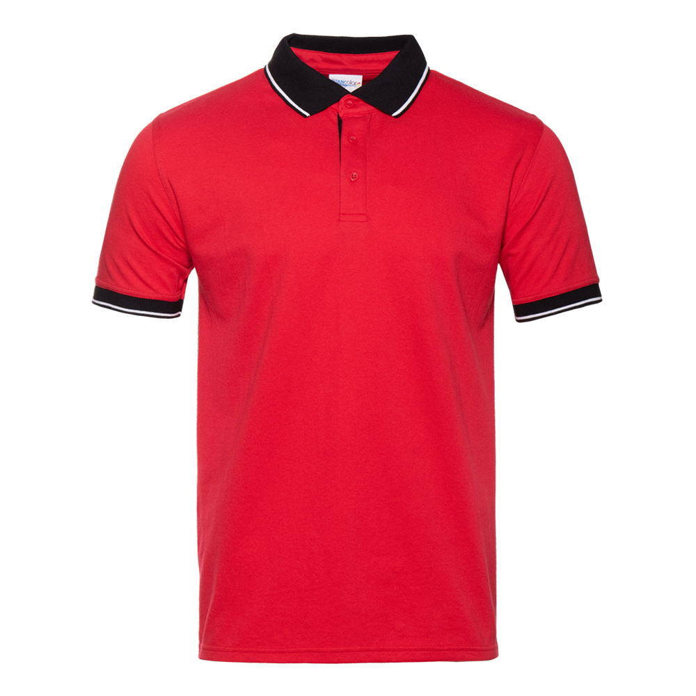 Рубашка поло мужская 04C_Красный/Чёрный (14/20) (XL/52)