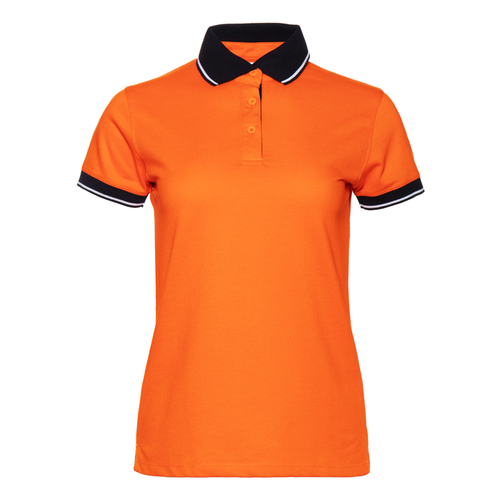 Рубашка поло  женская STAN с контрастными деталями хлопок/полиэстер 185, 04CW, Оранжевый/Чёрный (28/20)