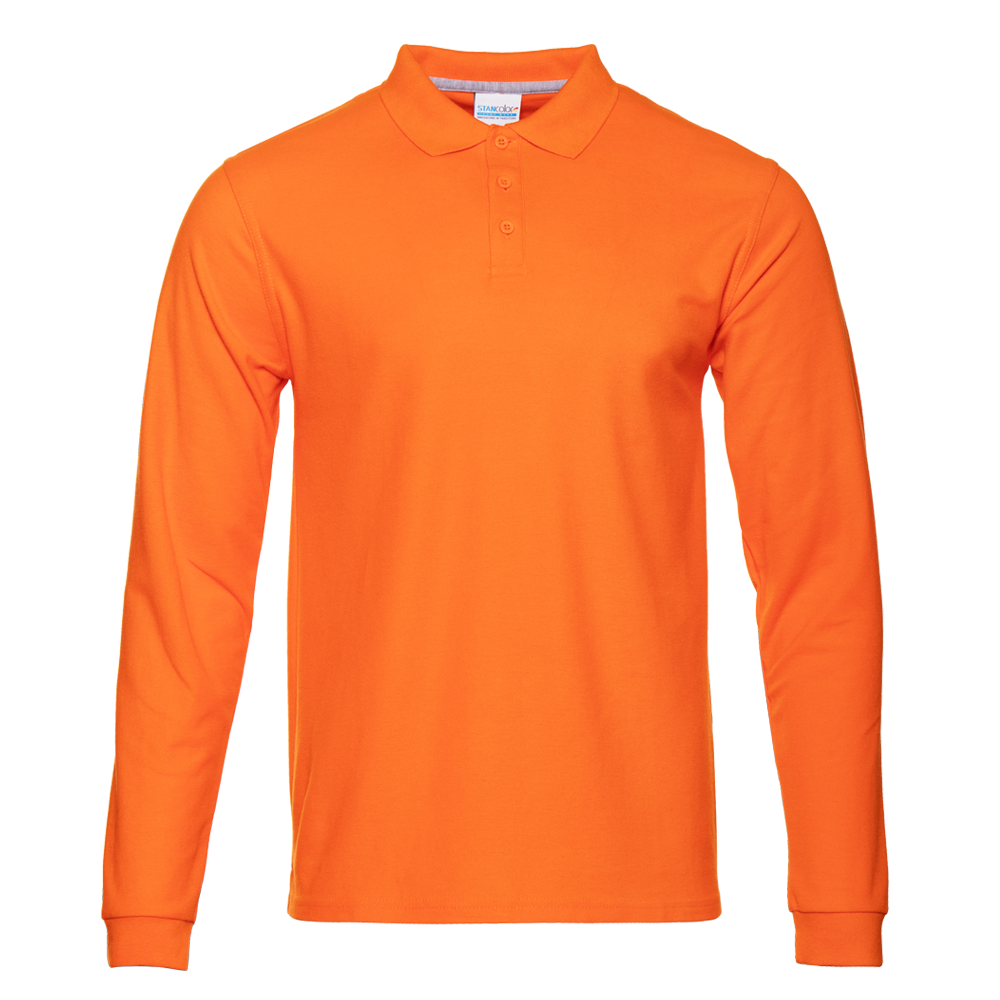 Рубашка поло мужская STAN длинный рукав хлопок/полиэстер 185, 04S, Оранжевый (28) (54/XXL)