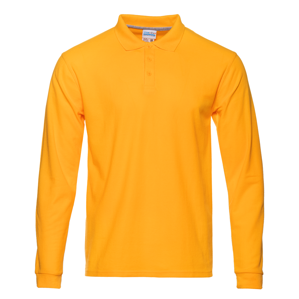 Рубашка поло мужская STAN длинный рукав хлопок/полиэстер 185, 04S, Жёлтый (12) (46/S)