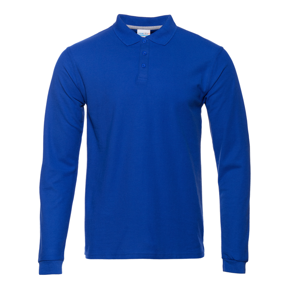 Рубашка поло мужская STAN длинный рукав хлопок/полиэстер 185, 04S, Синий (16) (44/XS)