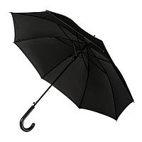 Зонт-трость OXFORD, ручка из искусственной кожи, полуавтомат, черный, , 7436
