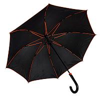Зонт-трость BACK TO BLACK, пластиковая ручка, полуавтомат, Черный, -, 7432 05