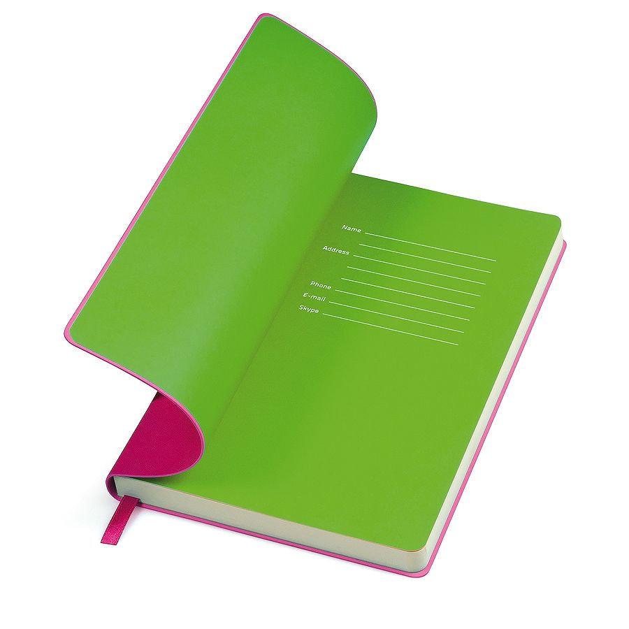 Бизнес-блокнот "Funky" А5, розовый с зеленым форзацем, мягкая обложка, в линейку, Розовый, -, 21209 10 15 - фото 2 - id-p65782403