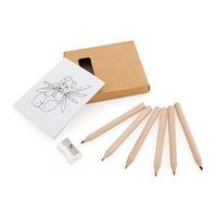Набор цветных карандашей с раскрасками и точилкой "Figgy", 7,4х9х1,5см, дерево, картон, бумага, коричневый, ,
