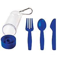 Набор "Pocket":ложка,вилка,нож в футляре с карабином, Синий, -, 23902 24