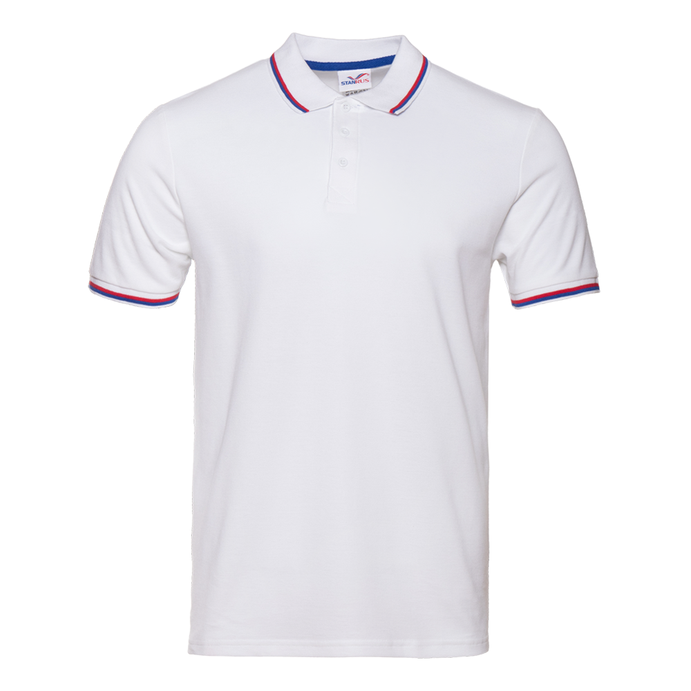 Рубашка поло мужская STAN  триколор  хлопок/полиэстер 185, 04RUS, Белый (10) (60-62/5XL)