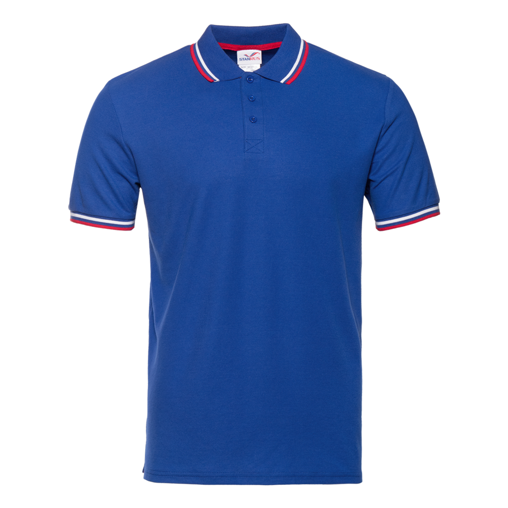 Рубашка поло мужская STAN  триколор  хлопок/полиэстер 185, 04RUS, Синий (16) (50/L)