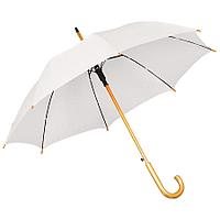 Зонт-трость с деревянной ручкой, полуавтомат; белый; D=103 см, L=90см; 100% полиэстер, Белый, -, 7426 01