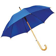 Зонт-трость с деревянной ручкой, полуавтомат, Синий, -, 7426 24