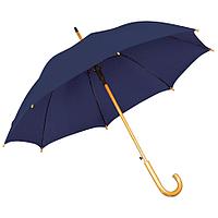 Зонт-трость с деревянной ручкой, полуавтомат, Синий, -, 7426 26